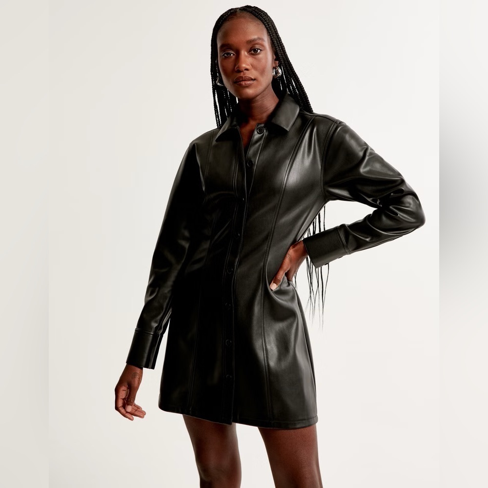 New with tags Abercrombie & fitch vegan leather shirt dress